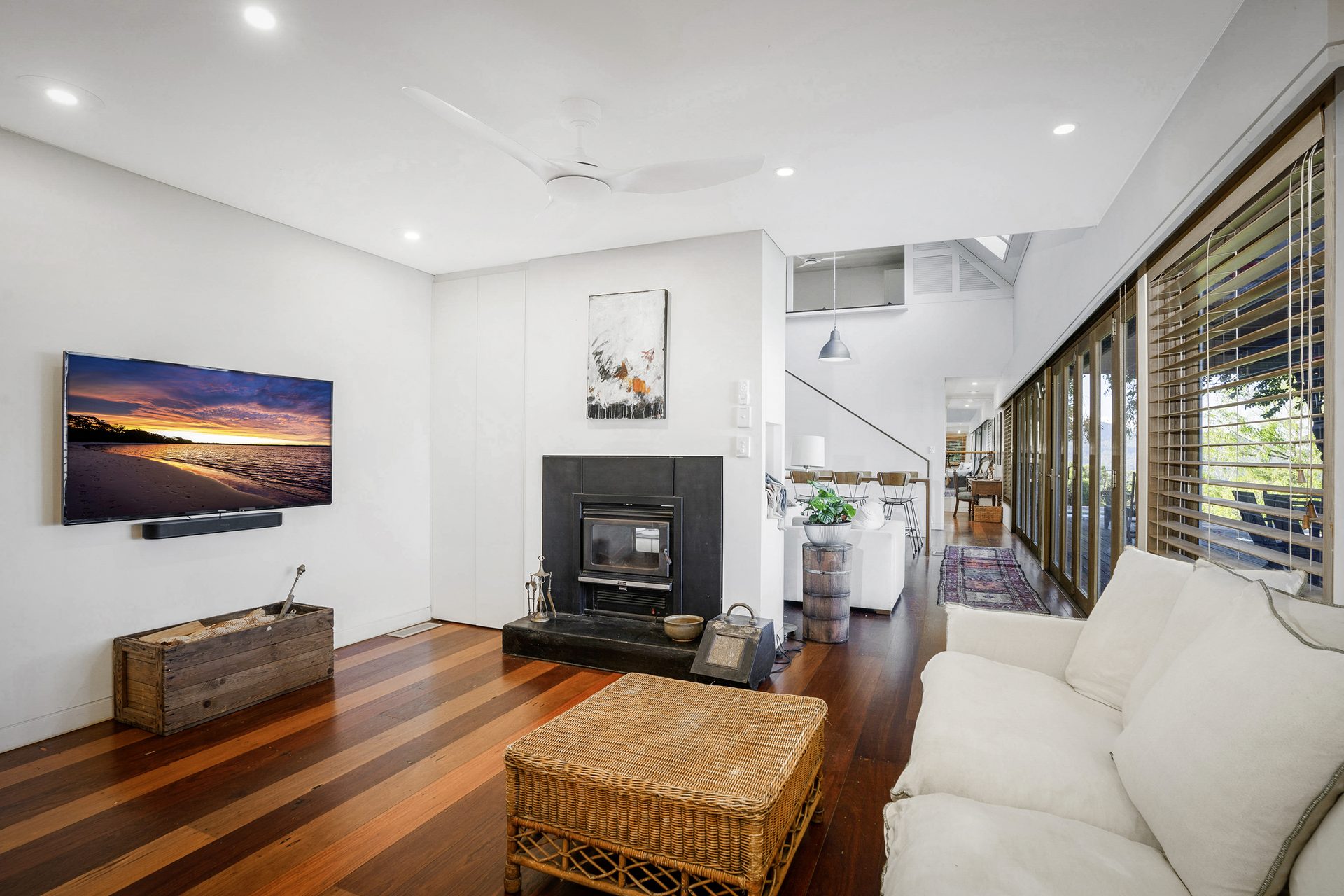 Living room with fireplace